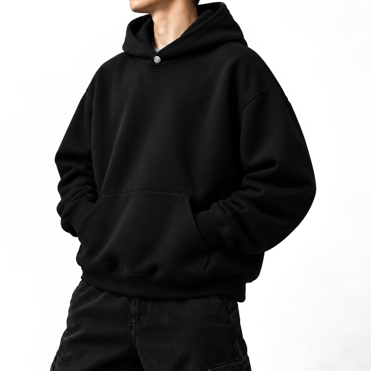 Solid Black Drop Hoodie product image 1