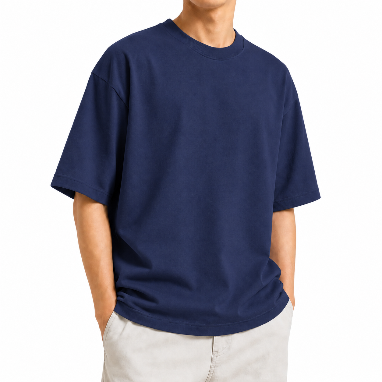 Solid Navy blue Drop t-shirt